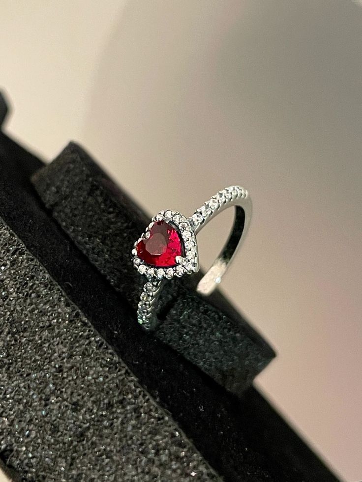 Pandora Red Stone Ring silver