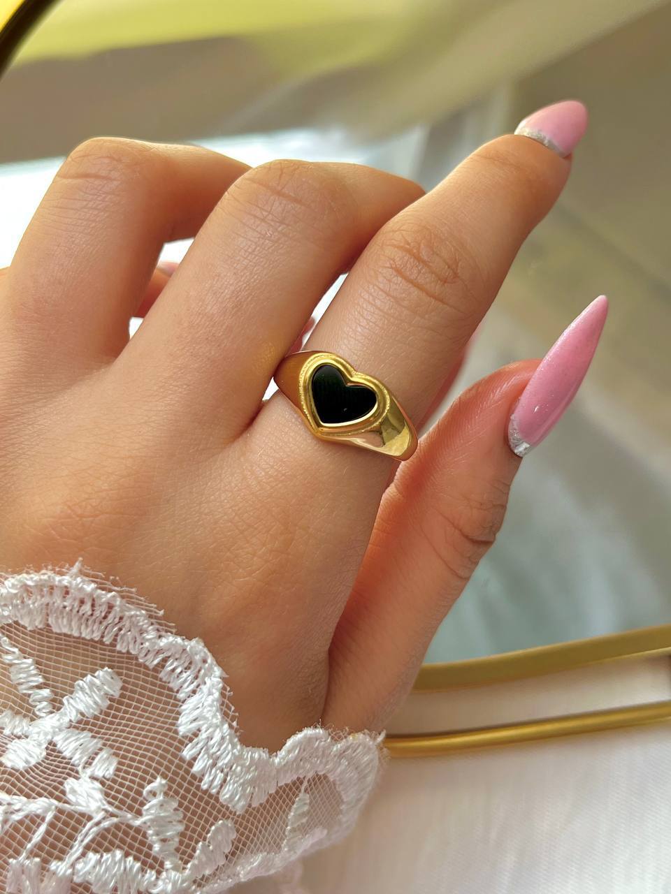 Stainless steel heart ring
